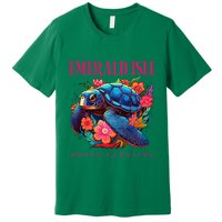 Emerald Isle North Carolina Floral Beach Turtle Souvenir Premium T-Shirt