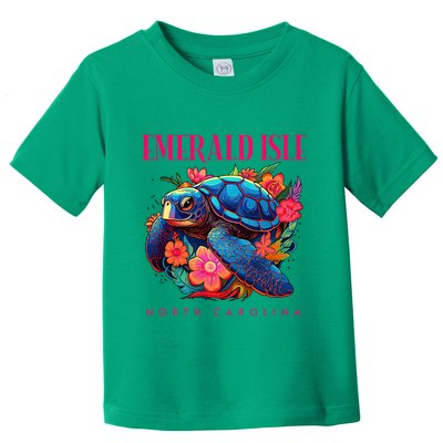 Emerald Isle North Carolina Floral Beach Turtle Souvenir Toddler T-Shirt