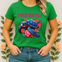 Emerald Isle North Carolina Floral Beach Turtle Souvenir Womens T-Shirt