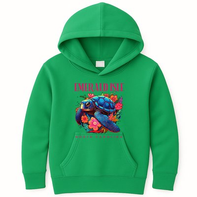 Emerald Isle North Carolina Floral Beach Turtle Souvenir Kids Hoodie