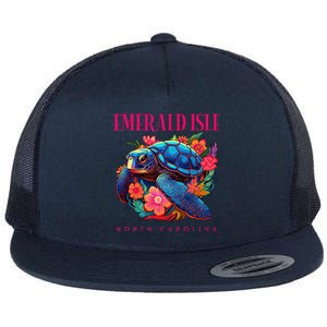 Emerald Isle North Carolina Floral Beach Turtle Souvenir Flat Bill Trucker Hat