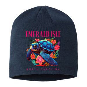 Emerald Isle North Carolina Floral Beach Turtle Souvenir Sustainable Beanie