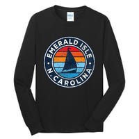 Emerald Isle North Carolina Nc Vintage Sailboat Retro 70s Tall Long Sleeve T-Shirt