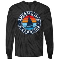 Emerald Isle North Carolina Nc Vintage Sailboat Retro 70s Tie-Dye Long Sleeve Shirt