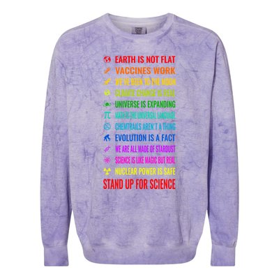 Earth Is Not Flat! Vaccines Work! Weve Been To The Moon! Chemtrails Arent A Thin Colorblast Crewneck Sweatshirt