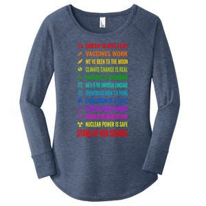 Earth Is Not Flat! Vaccines Work! Weve Been To The Moon! Chemtrails Arent A Thin Women's Perfect Tri Tunic Long Sleeve Shirt