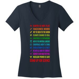 Earth Is Not Flat! Vaccines Work! Weve Been To The Moon! Chemtrails Arent A Thin Women's V-Neck T-Shirt