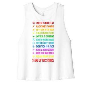 Earth Is Not Flat! Vaccines Work! Weve Been To The Moon! Chemtrails Arent A Thin Women's Racerback Cropped Tank