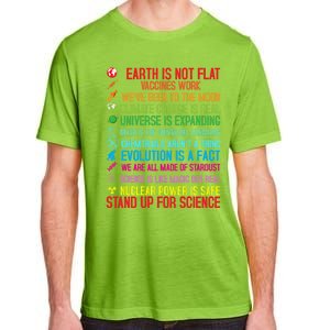 Earth Is Not Flat Vaccines Work Climate Change Science Funny Gift Adult ChromaSoft Performance T-Shirt