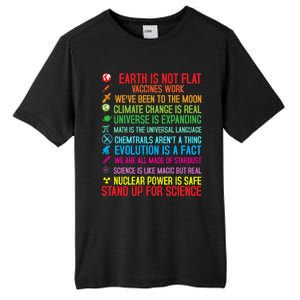 Earth Is Not Flat Vaccines Work Climate Change Science Funny Gift Tall Fusion ChromaSoft Performance T-Shirt