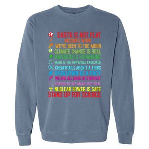 Earth Is Not Flat Vaccines Work Climate Change Science Funny Gift Garment-Dyed Sweatshirt