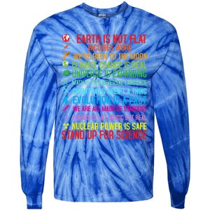 Earth Is Not Flat Vaccines Work Climate Change Science Funny Gift Tie-Dye Long Sleeve Shirt