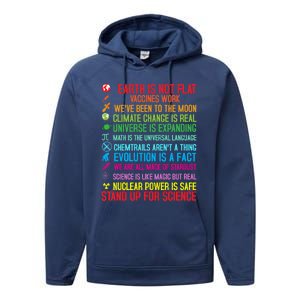 Earth Is Not Flat Vaccines Work Climate Change Science Funny Gift Performance Fleece Hoodie