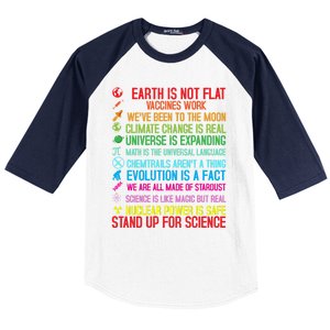 Earth Is Not Flat Vaccines Work Climate Change Science Funny Gift Baseball Sleeve Shirt