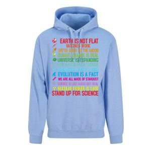 Earth Is Not Flat Vaccines Work Climate Change Science Funny Gift Unisex Surf Hoodie