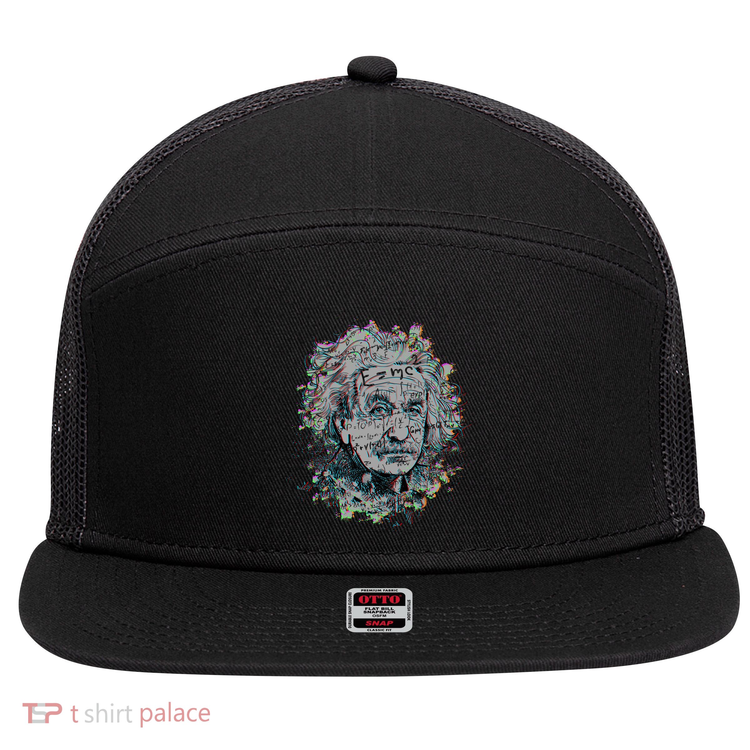 Einstein Paint Splatter 7 Panel Mesh Trucker Snapback Hat