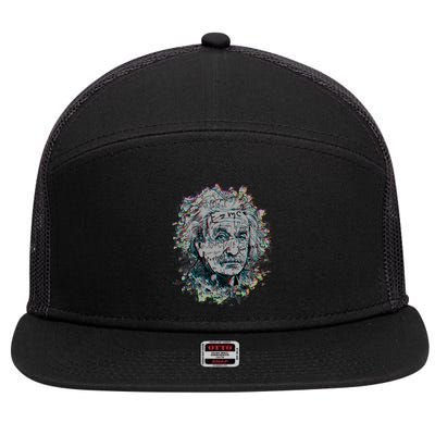 Einstein Paint Splatter 7 Panel Mesh Trucker Snapback Hat