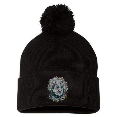Einstein Paint Splatter Pom Pom 12in Knit Beanie
