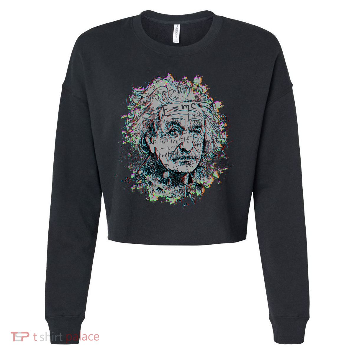 Einstein Paint Splatter Cropped Pullover Crew