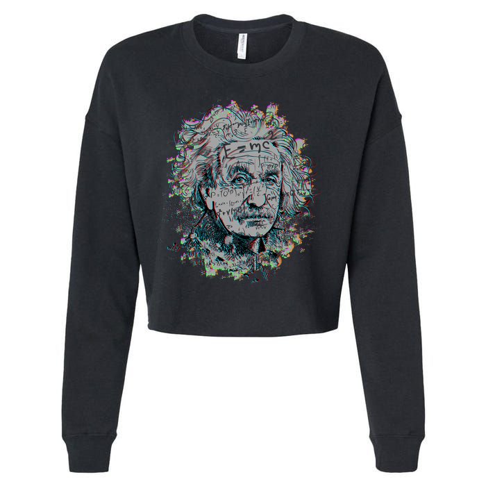 Einstein Paint Splatter Cropped Pullover Crew