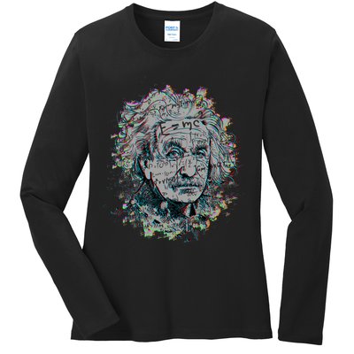 Einstein Paint Splatter Ladies Long Sleeve Shirt