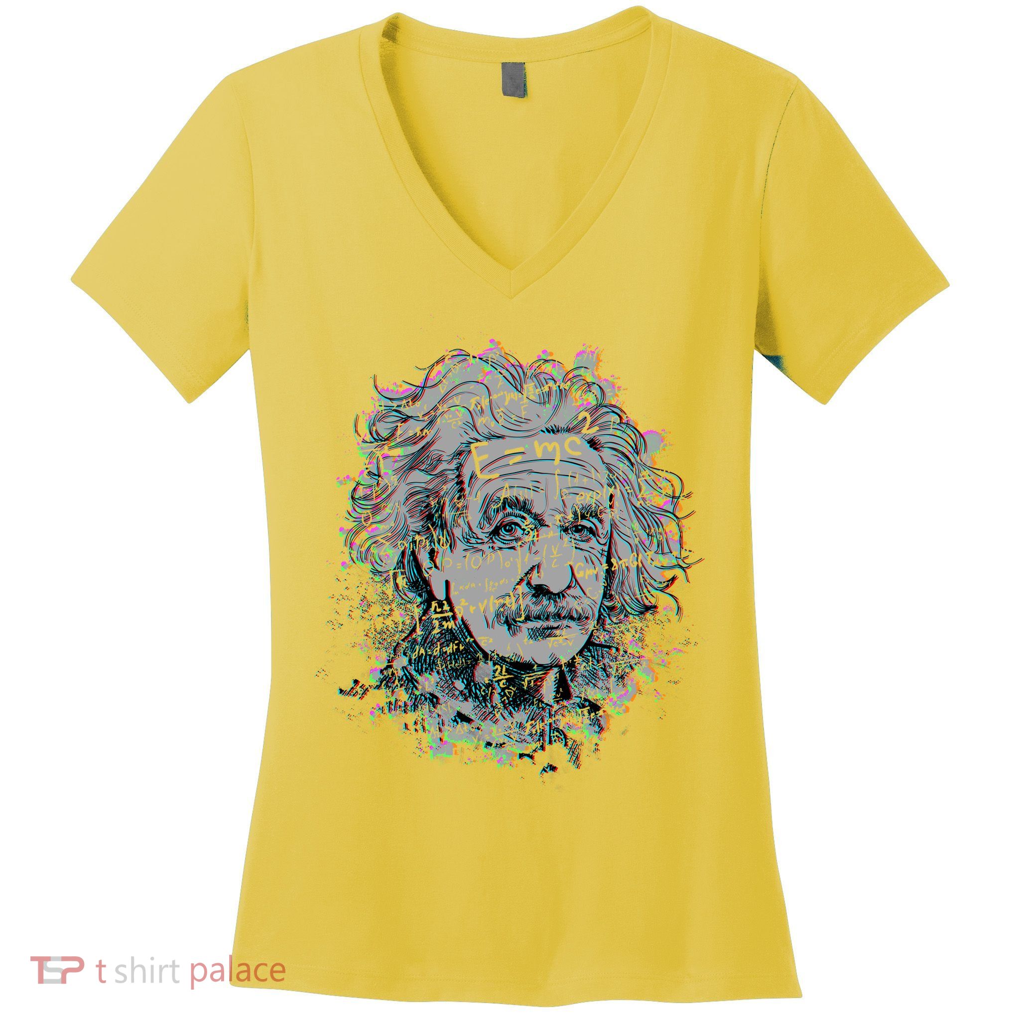 Einstein Paint Splatter Women's V-Neck T-Shirt