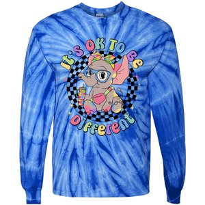 Elephant ItS Ok To Be Different Autism Awareness Tumbler Cool Gift Tie-Dye Long Sleeve Shirt