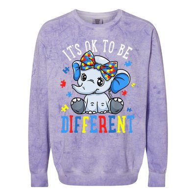 Elephant It's Ok To Be Different Autism Awareness Colorblast Crewneck Sweatshirt