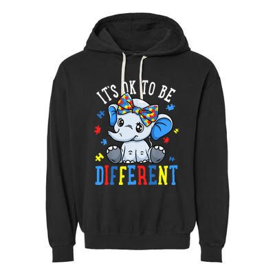 Elephant It's Ok To Be Different Autism Awareness Garment-Dyed Fleece Hoodie