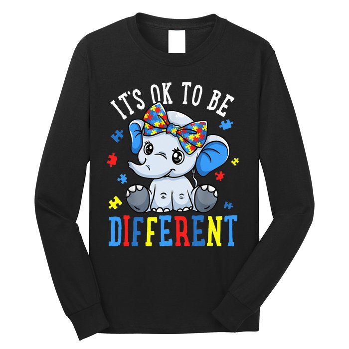 Elephant It's Ok To Be Different Autism Awareness Long Sleeve Shirt