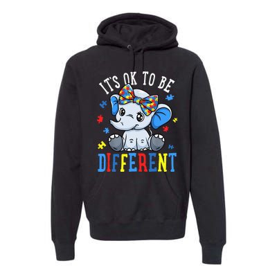 Elephant It's Ok To Be Different Autism Awareness Premium Hoodie