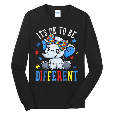 Elephant It's Ok To Be Different Autism Awareness Tall Long Sleeve T-Shirt