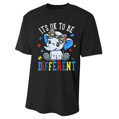 Elephant It's Ok To Be Different Autism Awareness Performance Sprint T-Shirt