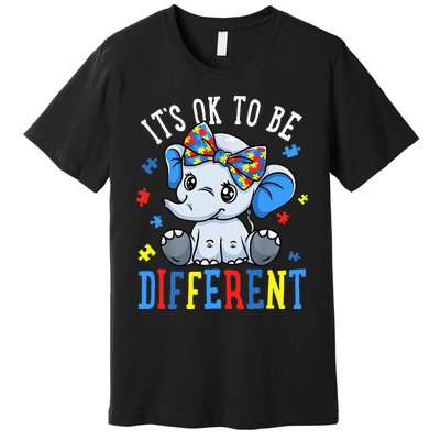 Elephant It's Ok To Be Different Autism Awareness Premium T-Shirt