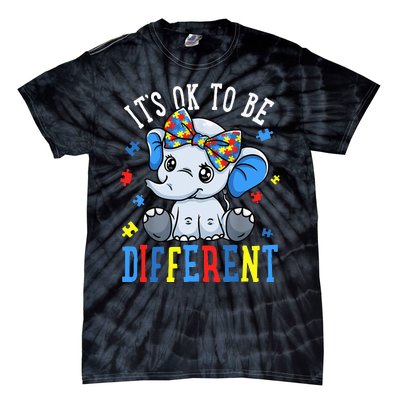 Elephant It's Ok To Be Different Autism Awareness Tie-Dye T-Shirt