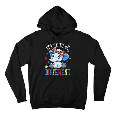 Elephant It's Ok To Be Different Autism Awareness Tall Hoodie