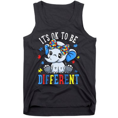 Elephant It's Ok To Be Different Autism Awareness Tank Top