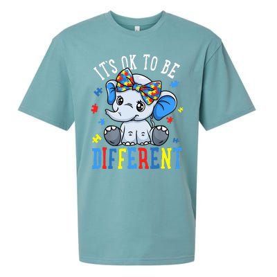 Elephant It's Ok To Be Different Autism Awareness Sueded Cloud Jersey T-Shirt