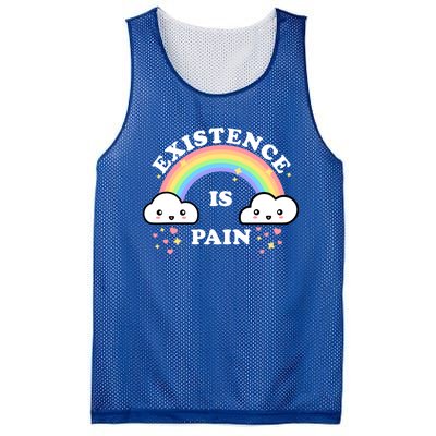 Existence Is Pain Funny Sarcastic Cute Rainbow Clouds Emo Cool Gift Mesh Reversible Basketball Jersey Tank