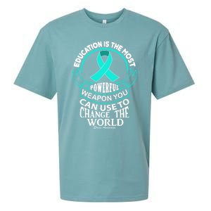 Education Is Powerful Stress Awareness Funny Gift Sueded Cloud Jersey T-Shirt