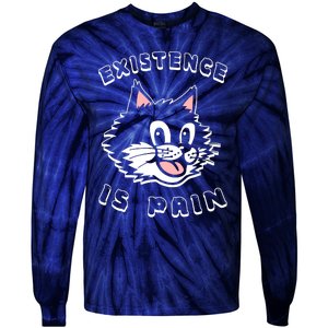 Existence Is Pain Nihilist 1920s Laughing Cat Tie-Dye Long Sleeve Shirt