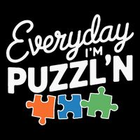 Everyday I'm Puzzlin' Puzzle Master Puzzler Fun Drawstring Bag