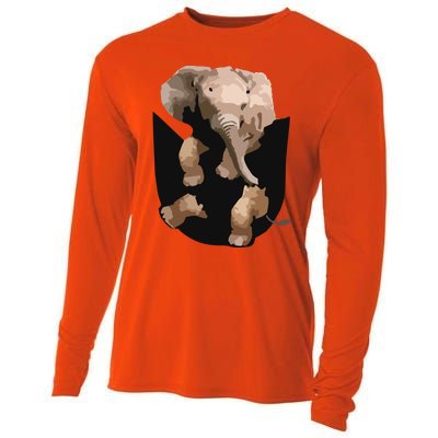 Elephant In Pocket Gifts Funny Elephant Lover Cooling Performance Long Sleeve Crew