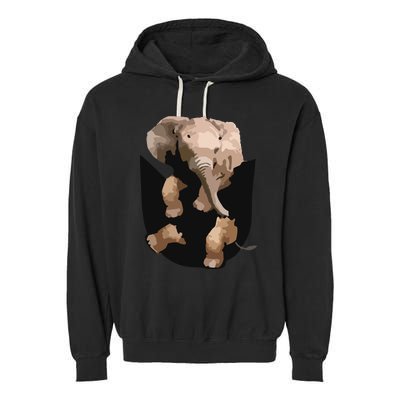 Elephant In Pocket Gifts Funny Elephant Lover Garment-Dyed Fleece Hoodie