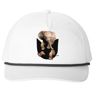 Elephant In Pocket Gifts Funny Elephant Lover Snapback Five-Panel Rope Hat