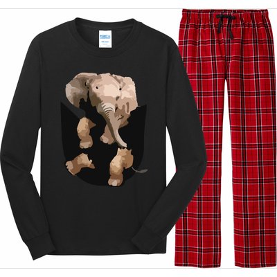 Elephant In Pocket Gifts Funny Elephant Lover Long Sleeve Pajama Set