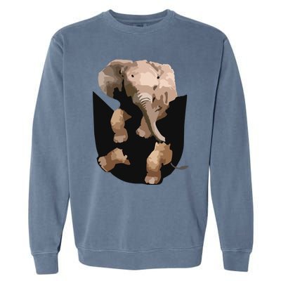 Elephant In Pocket Gifts Funny Elephant Lover Garment-Dyed Sweatshirt