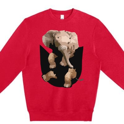 Elephant In Pocket Gifts Funny Elephant Lover Premium Crewneck Sweatshirt