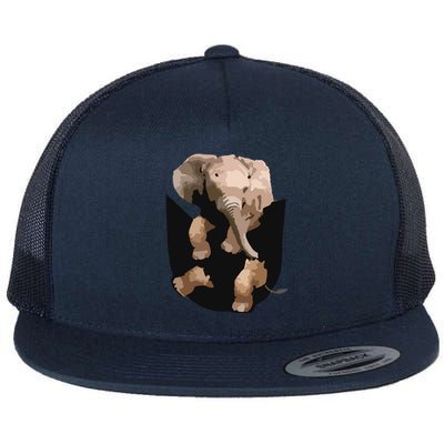 Elephant In Pocket Gifts Funny Elephant Lover Flat Bill Trucker Hat