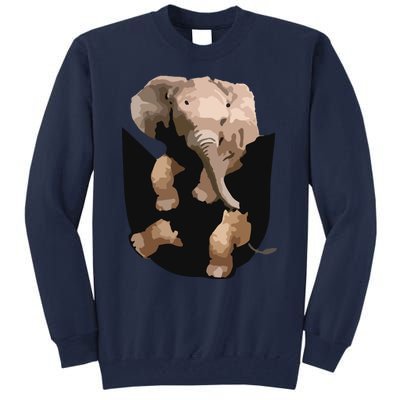 Elephant In Pocket Gifts Funny Elephant Lover Tall Sweatshirt